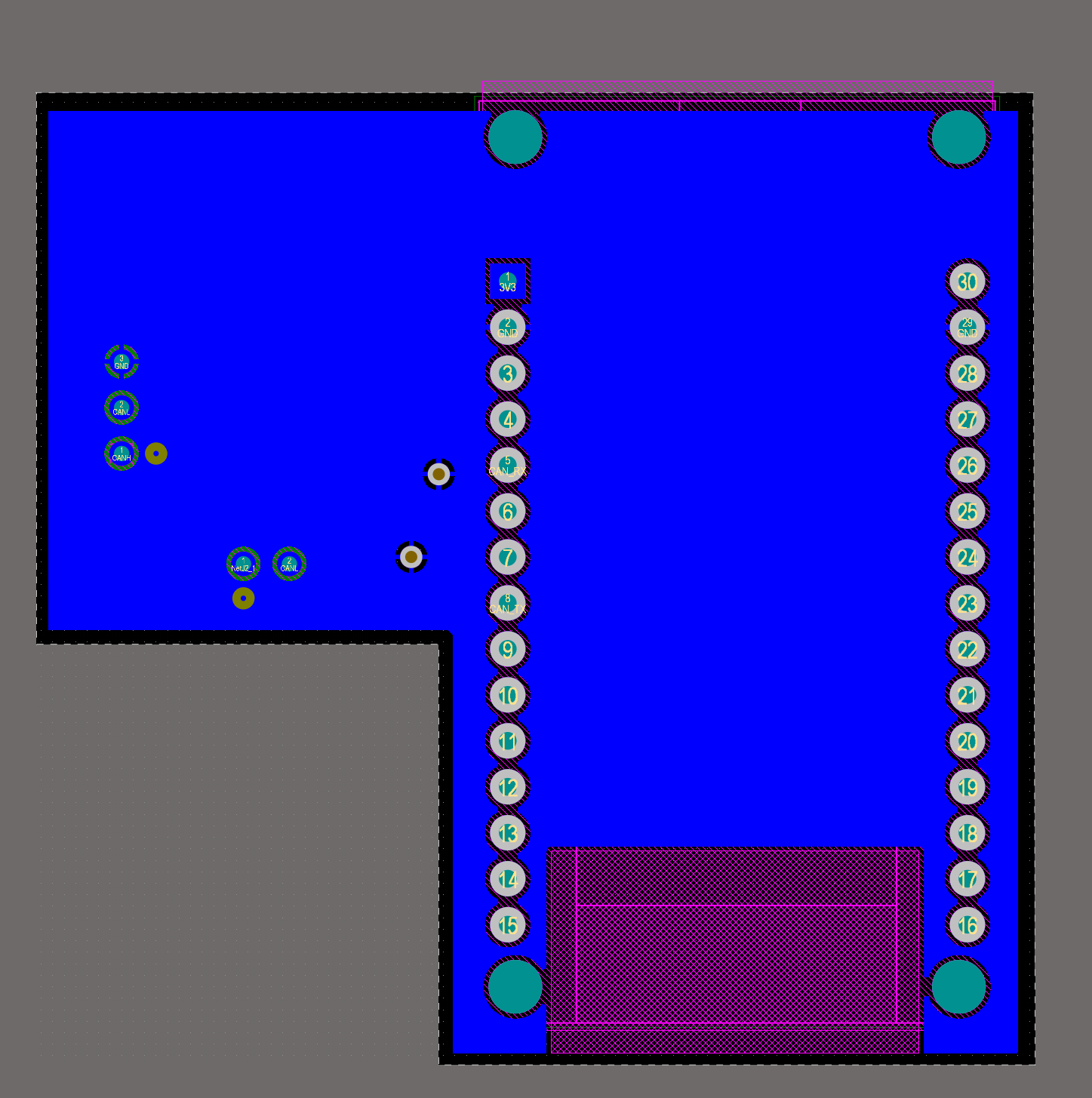 ESP32 antenna keepout region shown in Altium Designer